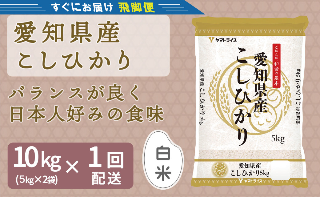 
【すぐにお届け&日時指定可】 愛知県産コシヒカリ 10kg(5kg×2袋)　こめ コメ ごはん 安心安全なヤマトライス 米 白米 国産 精米 10キロ　H074-608
