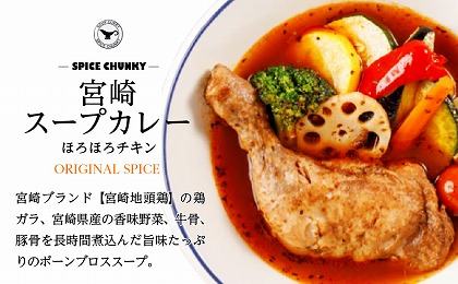 宮崎スープカレーセット(スープカレーほろほろチキン真空冷凍パック、スパイスソルト)