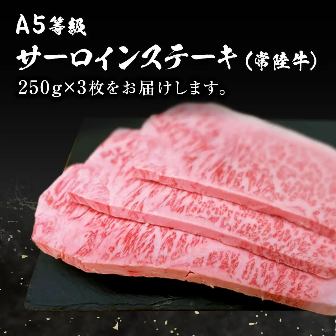 常陸牛 A5 等級 サーロイン ステーキ 250g × 3枚 ( 合計 750g ) あらびき わさび 1本付き ( 茨城県共通返礼品 ) 黒毛和牛 国産黒毛和牛 和牛 国産 牛肉 牛 お肉 肉 ひた