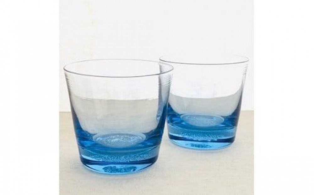 ＜Aji Glass＞　ロックグラス　みなも　2個セット　(GIFT BOX付) 372013_AN005