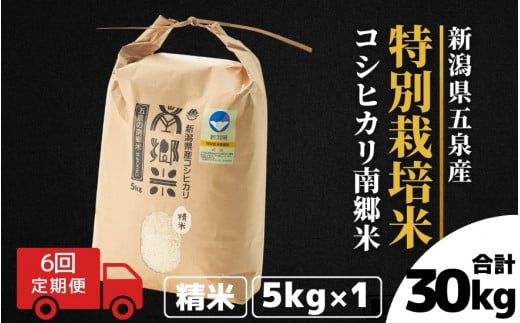 令和7年産 新米 【 定期便 6ヶ月 】 米 5kg × 6回 五泉産 コシヒカリ 100％ 南郷米 特別栽培米 | 白米 精米 こしひかり お米 おこめ コメ こめ 新潟県 五泉市 ファームみなみの郷