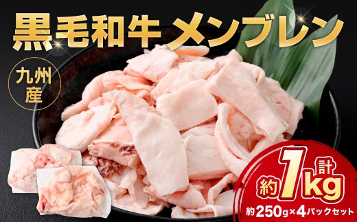 九州産 黒毛和牛 メンブレン 約1.0kg（250g×4パック）牛肉 ハラミ 皮 冷凍 福岡県 北九州市