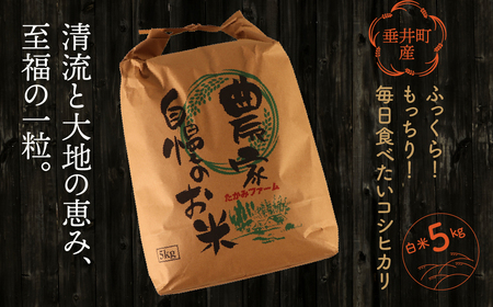 ≪令和7年産≫【新米】【垂井町産】ふっくら！もっちり！毎日食べたいコシヒカリ 白米 5kg｜岐阜県産 垂井米 こしひかり お米 米 こめ コメ 白米 精米 ご飯 ライス 産地直送 ギフト 贈答用 プレゼント