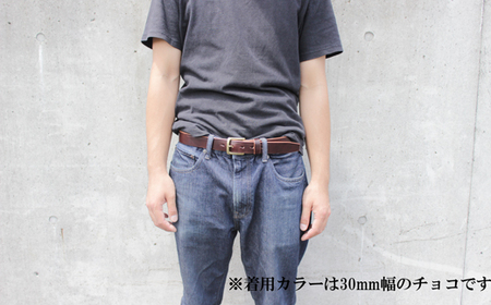 【minca】幅30mmベルト/38インチ  栃木レザーの希少な「ハーネスレザー」使用の贅沢な1枚革のレザーベルト/ブルー/HL-B01/BLUE　604