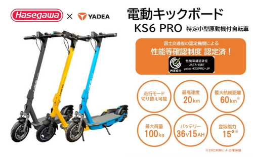 【特定小型原付モデル】【２台セット】公道走行が可能な電動キックボード KS6 PRO【ハセガワモビリティ×YADEA】（1050-1）