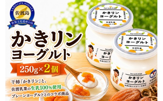 【佐渡産 かきリンヨーグルト】250g×2パック 佐渡産生乳100%使用 干柿入り 冷蔵 | 新潟県産ヨーグルト 佐渡産ヨーグルト 佐渡乳業 ヨーグルト よーぐると 生乳 干柿 干し柿 ほしがき 柿 フルーツヨーグルト 乳製品 朝食 デザート にいがた さど 新潟県 佐渡市