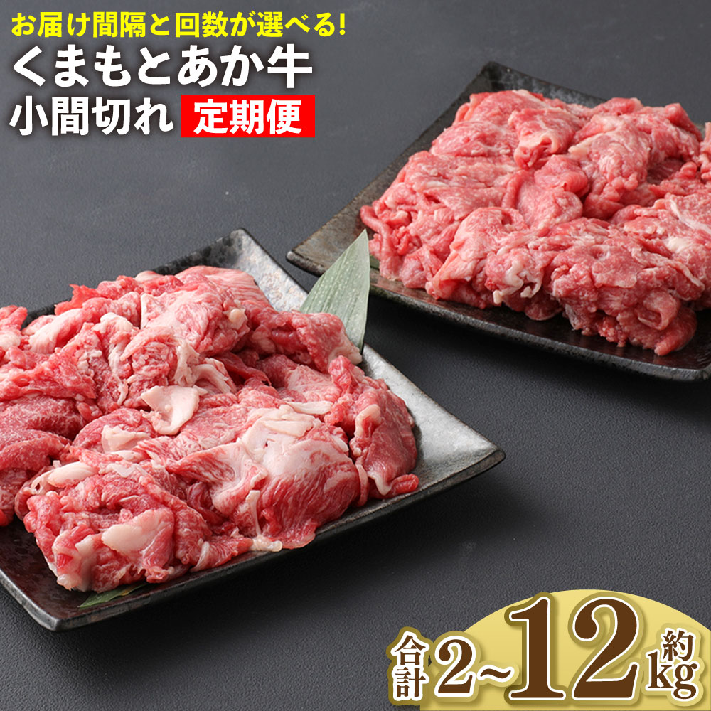 【ふるさと納税】くまもとあか牛 小間切れ 計1kg ( 500g×2 ) ＜選べる定期便：お届け間隔・お届け回数＞毎月 ～ 半年毎 / 2回 ～ 12回 牛肉 お肉 肉 ブランド牛 和牛 こま切れ 牛コマ 九州 国産 冷凍 熊本県 上天草市 送料無料