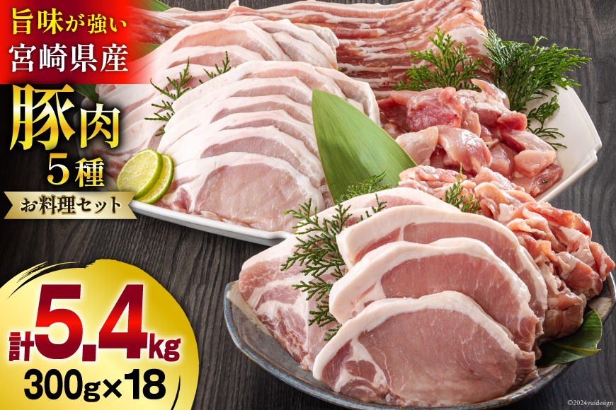 豚肉 小分け 切り落とし ロース 豚バラ スライス お料理セット 計5.4kg [甲斐精肉店 宮崎県 美郷町 31as0096] 肉 冷凍 宮崎県産 豚 ウデ 腕 切落し 詰め合わせ 真空包装 うす切り 薄切り