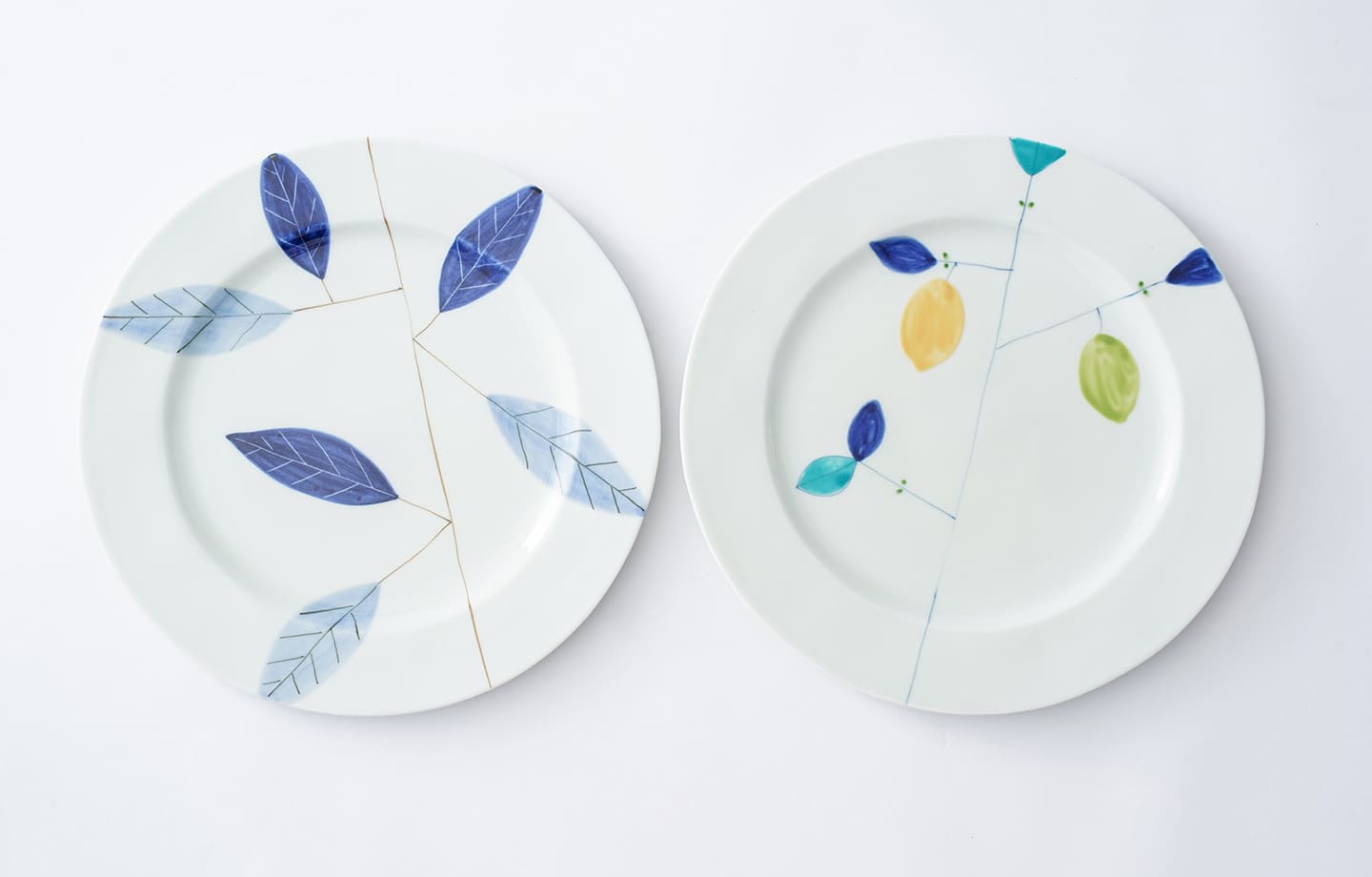 【ふるさと納税】有田焼 リムプレート L（ レモン・染付葉）2枚セット 大慶 食器 器 うつわ 陶磁器 皿 ギフト 贈答 ci024