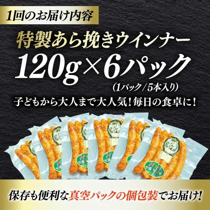 ウインナー【全3回定期便】特製 5本入り×6袋  ウインナー[AGAZ076]