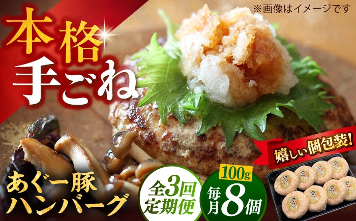
                  あぐー豚ハンバーグセット 800g (100g×8個) 【全3回定期便】 個包装 沖縄県産あぐー豚100% 手ごね ハンバーグ 8個 はんばーぐ 定期便 あぐー豚 ハンバーグ 冷凍 小分け ハンバーグ 定期便 はんばーぐ あぐー豚ハンバーグ ブランド ギフト お取り寄せ 沖縄産 沖縄県 沖縄市 / お肉屋本店 [BCAZ009]
                