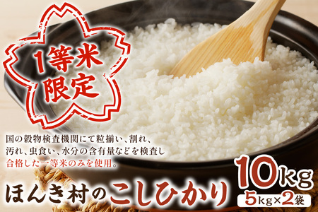 【令和7年産】ほんき村のこしひかり（10kg） お取り寄せ 特産 一等米 お米 精米 白米 ごはん ご飯 コメ 新米 生活応援 応援 準備 10キロ 10kg 10キロ 【197_1949】