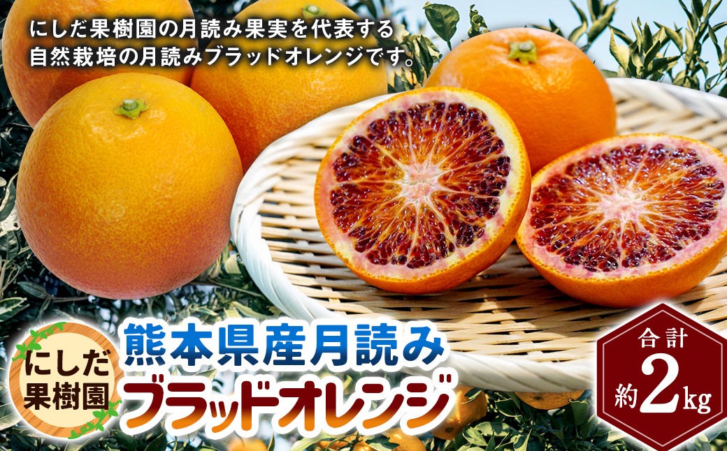 
                  にしだ果樹園の熊本県産月読み ブラッドオレンジ 約2kg オレンジ 柑橘 みかん 蜜柑 フルーツ 果物 くだもの  【2027年3月上旬発送開始】
                