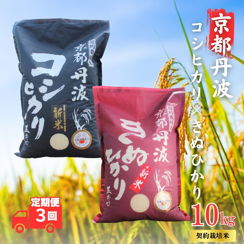 【3カ月定期便】令和7年産 京都丹波産 こしひかり・きぬひかり 食べ比べセット 10kg 合計30kg
