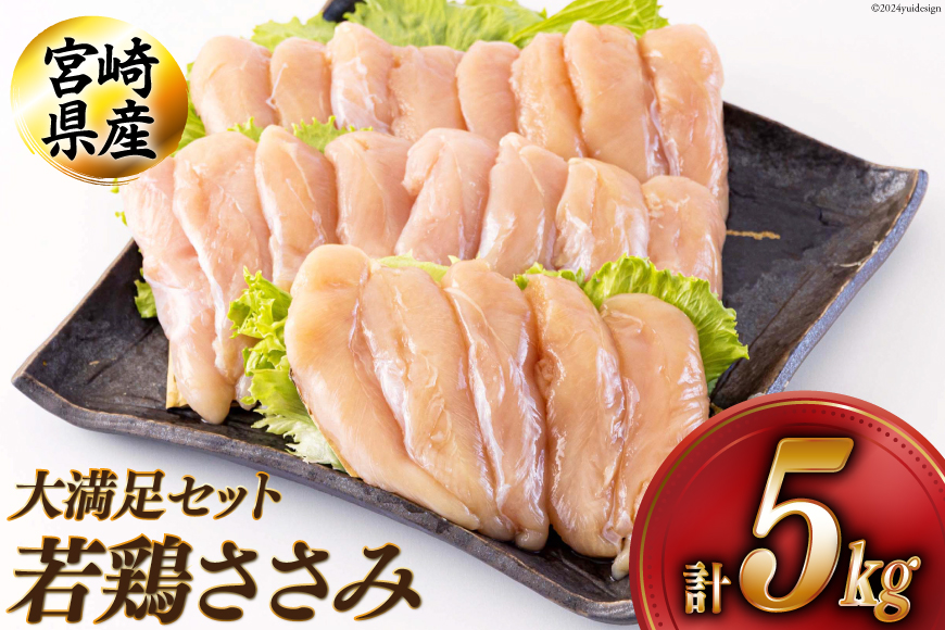 若鶏 ささみ 1kg×5 合計5kg [アグリ産業匠泰 宮崎県 美郷町 31be0043] 冷凍 宮崎県産 国産 肉 調理 真空包装 パック ヘルシー サラダチキン 棒棒鶏 バンバンジー