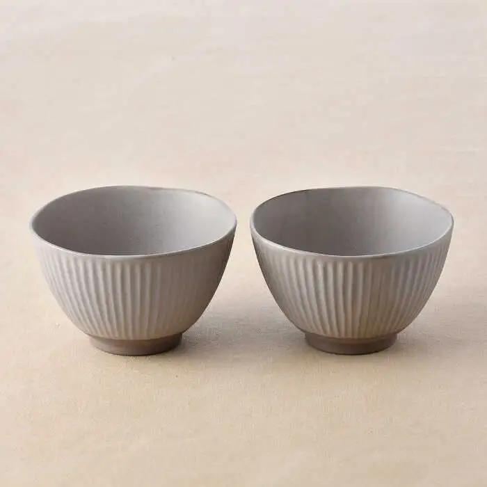 【波佐見焼】しのぎ 丼ぶり カーキ 2個セット【トーエー】[QC74]