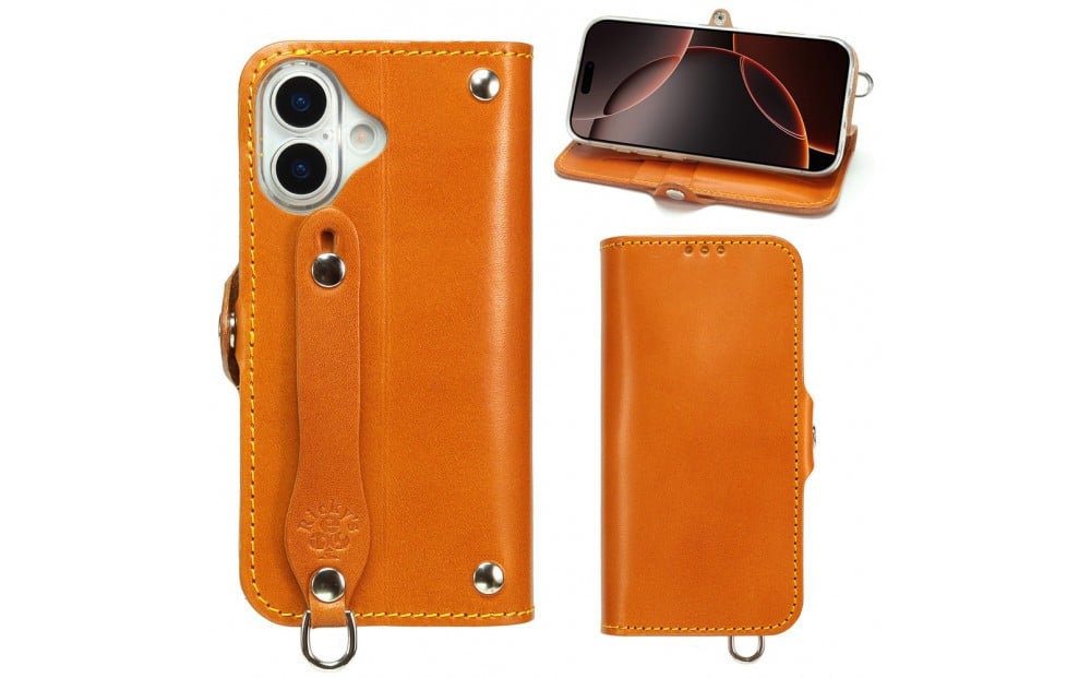 
            EFGS iPhone 17 手帳型 ケース 栃木キャメル 【左開き】 TPU スタンド カード入れ ベルト付き 栃木レザー 本革 リッキーズ
          