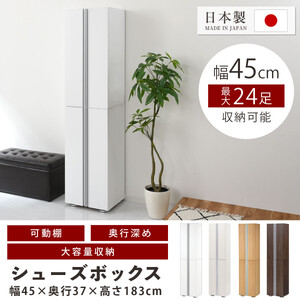 シューズボックス ミラーなし幅45cm（ウォールナット）シューズラック 扉付き スリム 12段 靴箱 大容量 木製 シューズボックス 縦長 靴収納棚 下駄箱 ブーツ おしゃれ SBM314500-0-