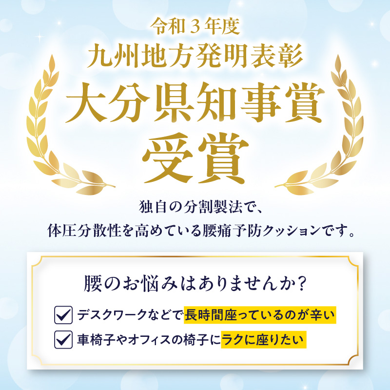 腰痛予防に！体圧分散 フォーケアクッションBasic　厚さ3センチ