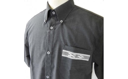 AI-16 みんさウェア ボタンダウン（ダークグレー） 男性用 LLサイズ LLサイズ