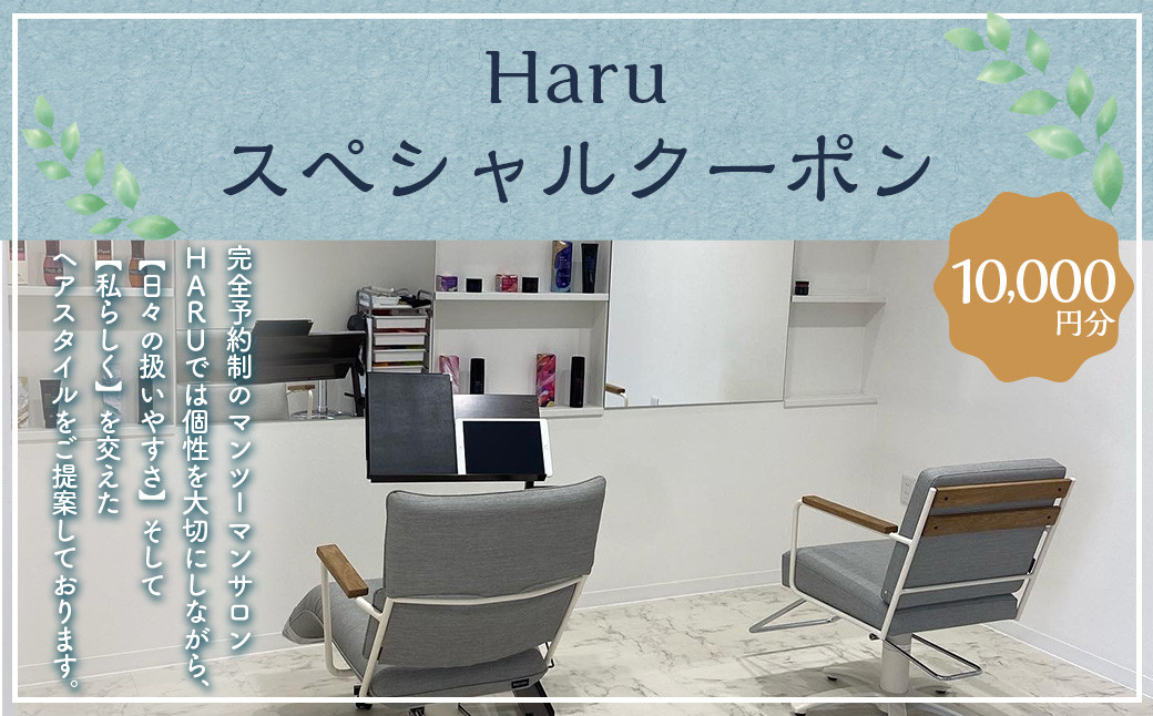 
＜Haruスペシャルクーポン 10,000円分＞翌月末迄に順次出荷 利用券 クーポン 美容室 ヘアカット マンツーマンサロン
