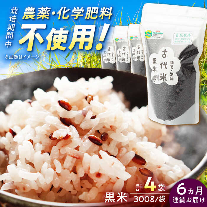 【ふるさと納税】【6回定期便】自然農法で育てた 古代米 黒米 1.2kg（300g×4袋）/永尾 忠則[UAS018] 雑穀 雑穀米 お米 米