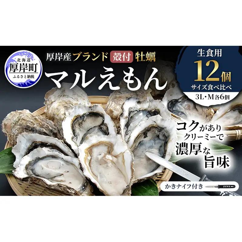 厚岸産牡蠣 マルえもん 3L・M 食べ比べ 各6個 牡蠣