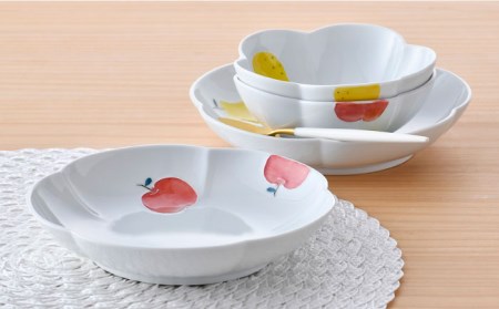 【波佐見焼】りんご・ラフランス フラワー ボウル プレート セット 食器 皿 【松幸陶芸】 [HB44] 波佐見焼
