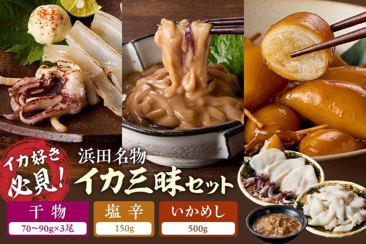 
                  【イカ好き必見！】浜田名物イカ三昧セット（干物・塩辛・いかめし） 魚 海鮮 イカ セット 名物 【025_0439】
                