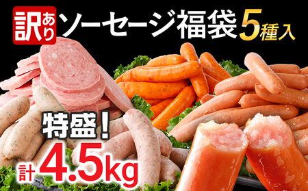 訳あり ソーセージ福袋 ウインナー 5種セット 合計4.5kg  ソーセージ