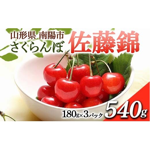 【令和8年産先行予約】 さくらんぼ 「佐藤錦」 540g (180g×3パック 秀 L以上) 《令和8年6月中旬～7月中旬発送》 『フードシステムズ』 サクランボ 果物 山形県 南陽市 [1695]