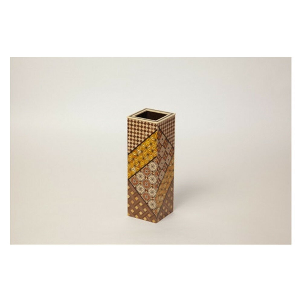 【ふるさと納税】【箱根寄木細工　四角花瓶】2種のデザインより選べる | 幾何学模様 W70×D70×H216mm 寄木の板 木製花瓶 木製　高級感 インテリア 天然木材 麻の葉亀甲模様 神奈川県 小田原市