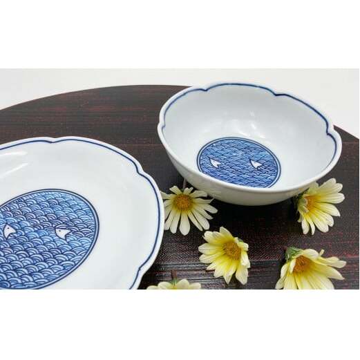 有田焼 波千鳥紋セット (中皿1個・中鉢1個) 鷹巣瑞光堂 A15-224_イメージ4