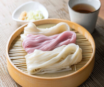 本場手造りの稲庭うどん紅白のセット 稲庭うどん 稲庭うどん 【(株)稲庭吟祥堂本舗】[B0311]