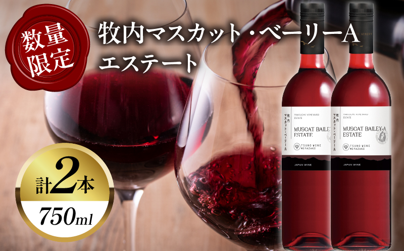 【数量限定】牧内マスカット・ベーリーAエステート 2本セット_T014-0565【人気 ギフト 飲料 お酒 BBQ お土産 限定品 贈り物 送料無料 プレゼント ワイン 酒 アルコール 国産】