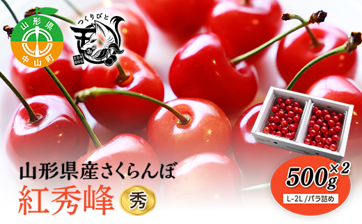 《先行予約・期間限定》さくらんぼ 紅秀峰 秀L-2L 500g×2《バラ詰め》数量限定 山形県産 サクランボ フルーツ 果物 くだもの F4A-0071