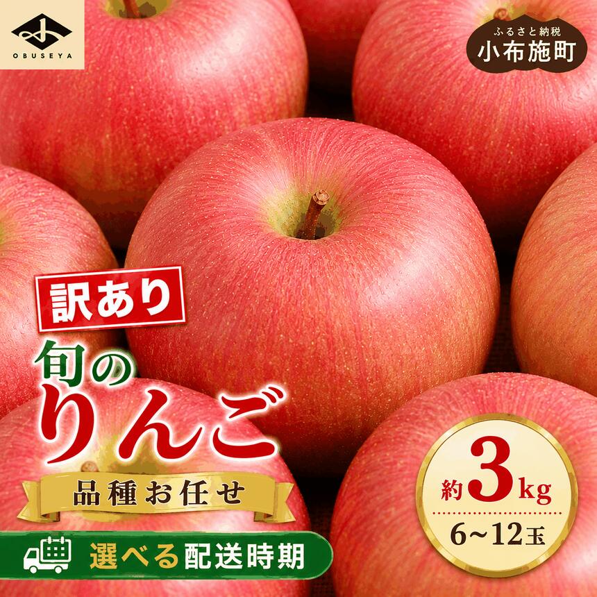【ふるさと納税】【訳あり】 先行受付 選べる配送時期 旬のりんご 約3kg 6～12玉［小布施屋］ 傷 規格外 訳アリ 家庭用 りんご 林檎 リンゴ 果物 フルーツ 長野県産 信州産 産地直送 数量限定 10月 11月 12月 1月 2月 3月 4月発送 令和8年産 【2026年10月～2027年4月配送】