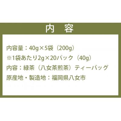ふるさと納税 八女市 <家で和カフェ>八女茶の緑茶ティーバッグ　40g×5袋 |  | 02