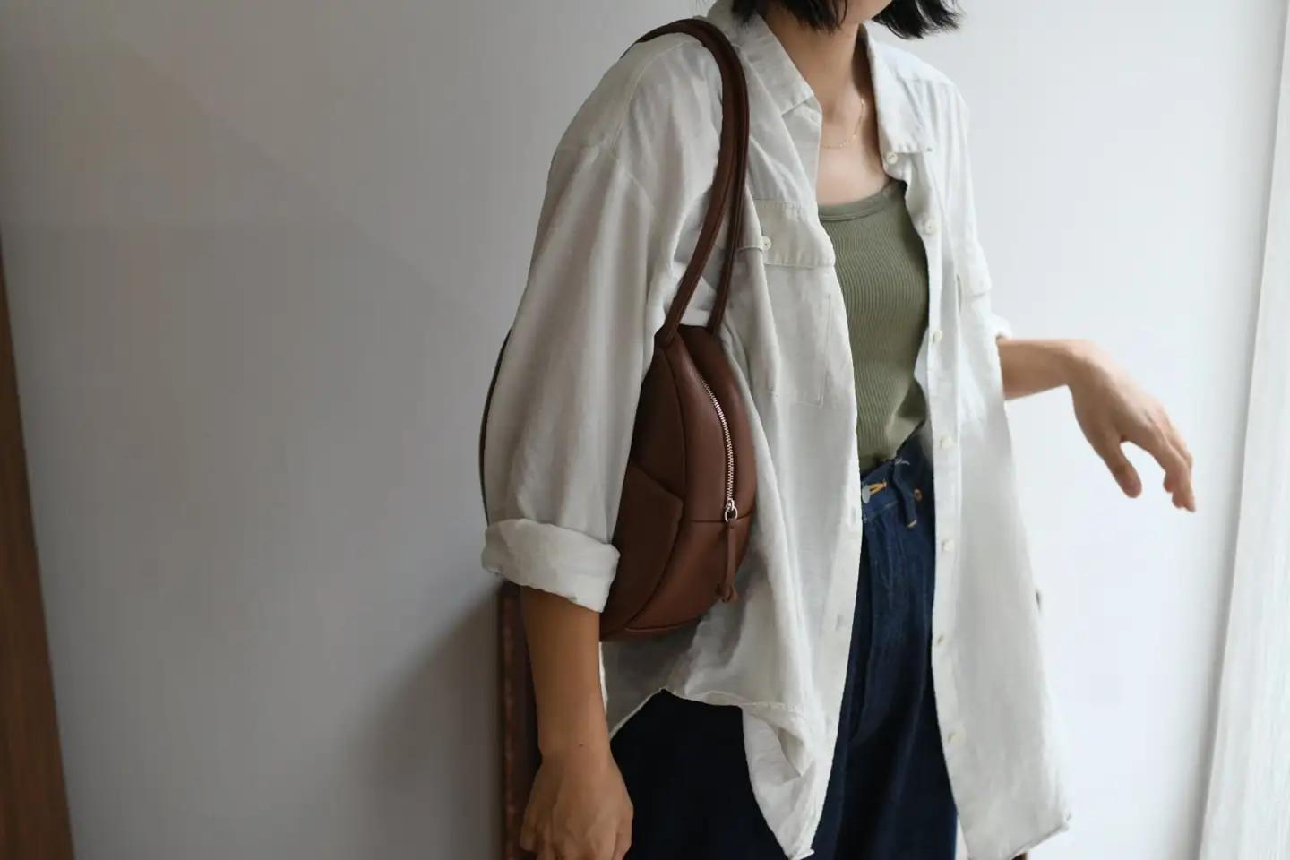 【horii.】 ラウンドバッグ "ソフト アドレ" ブラウン Soft Adore（66-22）PAGOT 本革 レザーバッグ レディースバッグ ショルダー ポシェット 受注生産
