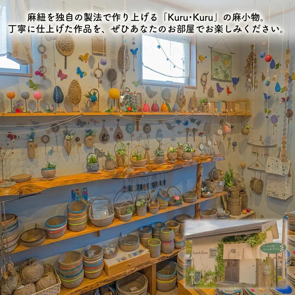 【麻 小物】麻かご ・ コースター (4枚)セット【Kuru・Kuru】　麻 小物 かわいい インテリア 雑貨 癒し 魔除