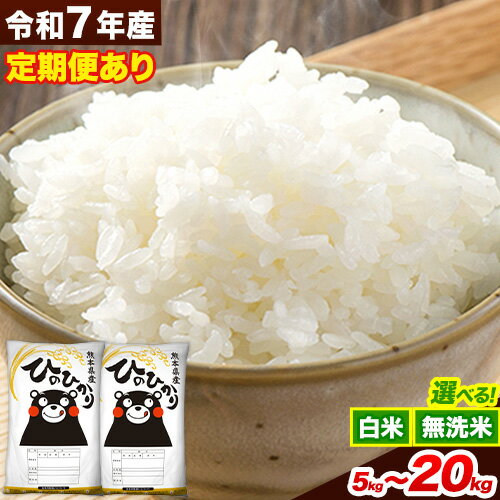【ふるさと納税】令和7年産 選べる 無洗米 白米 定期便 内容量 ひのひかり 5kg 10kg 20kg 《出荷時期をお選びください》 熊本県産 精米 ひの 送料無料 熊本県 山江村 SDGs むせんまい 米 コメ こめ 国産 ランキング 楽天スーパーセール お買い物マラソン