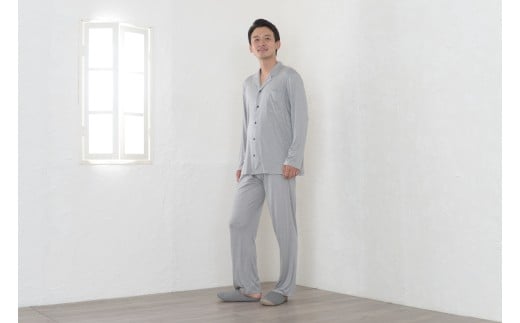 F-A02 リヨセル＆シルク テーラーカラー前開き メンズパジャマ グレー パジャマ 上質 寝具 快眠パジャマ 近江 素材 上質パジャマ 寝巻き ルームウェア 株式会社ラブリー