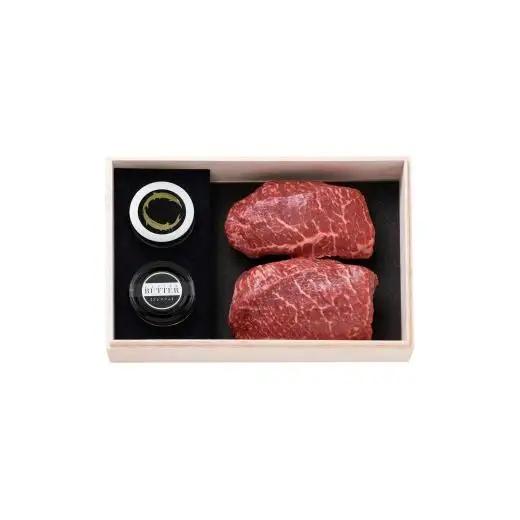 A級食材セット 千屋牛ステーキと新見フレッシュキャビア・キャビアバター(プレミアム)