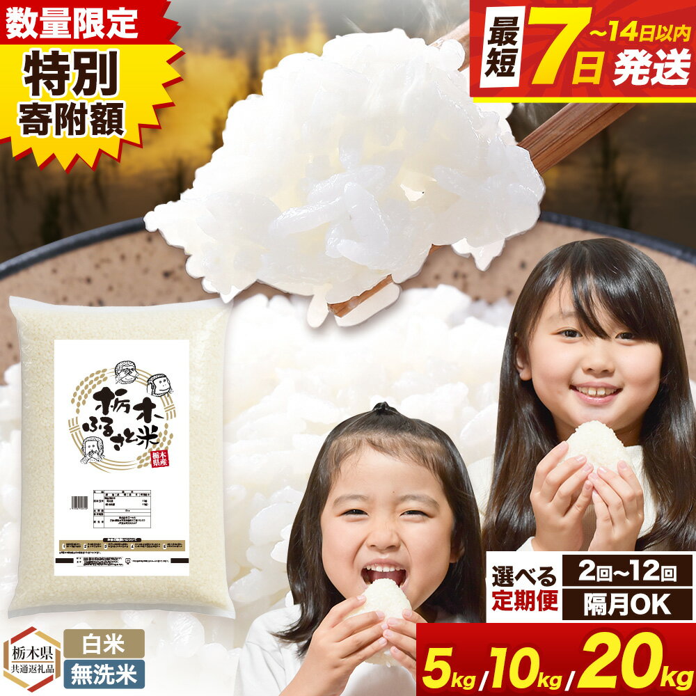 【ふるさと納税】米 無洗米 定期便 隔月あり選べる 白米 無洗米 5kg 10kg 20kg 《出荷時期をお選びください》《定期 翌月より出荷開始》栃木 ふるさと米 栃木県 野木町 米 精米 お米 おこめ 2ヶ月~12ヶ月【栃木県共通返礼品】