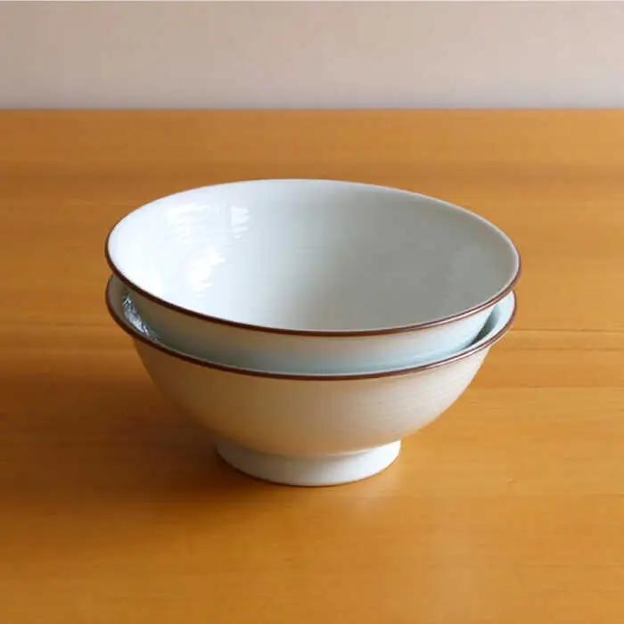【白山陶器】【定番のシリーズ】白磁千段 6寸反りめん丼 2ピースセット 食器 皿 【波佐見焼】[TA115] 波佐見焼
