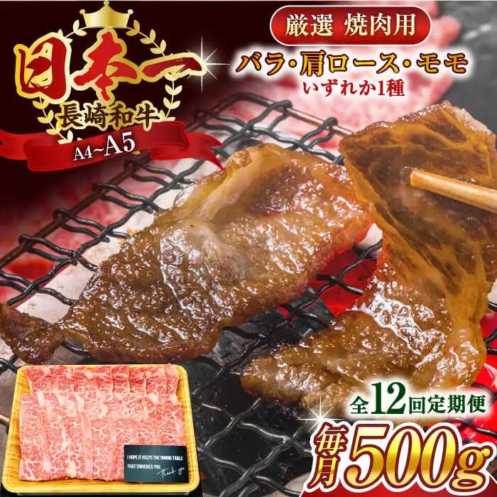 【全12回定期便】【A4~A5】長崎和牛焼肉用　500g【株式会社 MEAT PLUS】[QBS035]