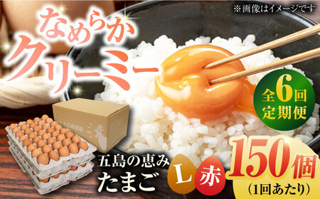 【6回定期便】【箱入り】五島の恵みたまご Lサイズ 150個入 / 卵 赤玉子 五島市 / 五島列島大石養鶏場[PFQ024]玉子 タマゴ 鶏卵 希少 五島列島