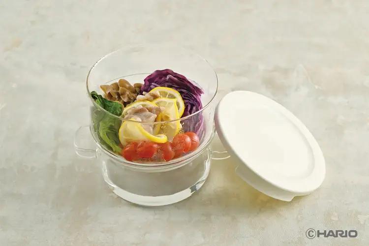 GSM-2-OW ガラスのせいろ蒸し器 | HARIO ハリオ 耐熱 ガラス 食器 器 キッチン 日用品 日本製 おしゃれ かわいい レンジ蒸し器 蒸し器 せいろ 調理器具 電子レンジ可 食洗器可 料