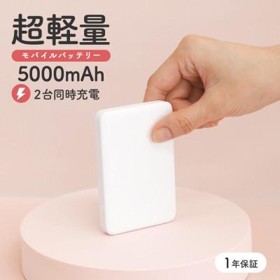 ふるさと納税 海老名市 5000mAh モバイルバッテリー USB Type-C入出力/USB Type-A出力 ホワイト