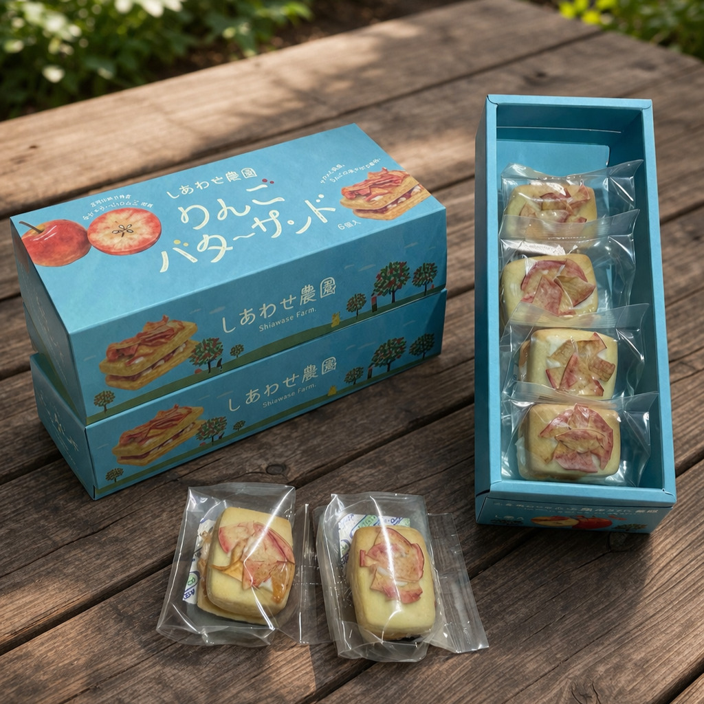 りんご バターサンド バターサンドクッキー 1箱 （6個入） 個包装 中まで赤～いりんご 林檎バターサンドクッキー 焼き菓子 青森県 五所川原